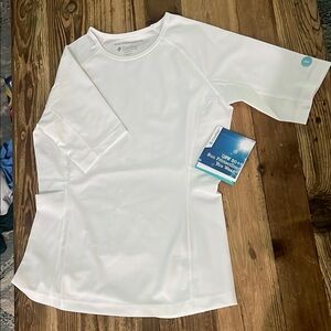 NWT Coolibar White Short Sleeve Swim Top - Sz S